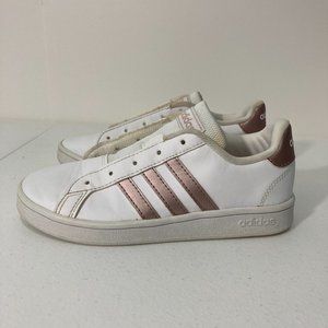 Adidas Kids Girls Grand Court K Superstar Sneakers White Gold Rose US 1 EU 32